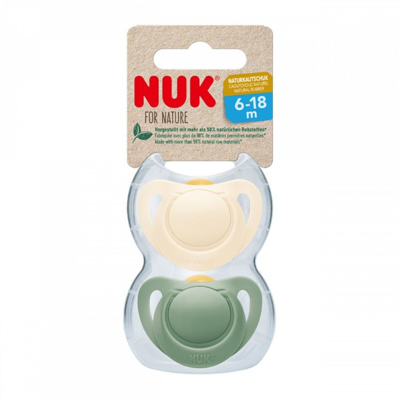 Latexový cumlík NUK For Nature  6-18 m 2 ks box zelená