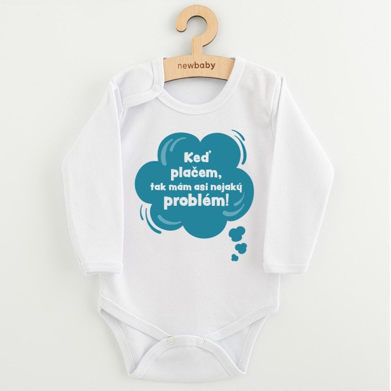 Detské body s potlačou New Baby Keď plačem, tak mám asi nejaký problém! modrá