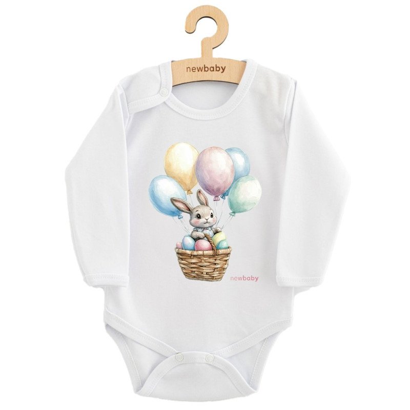Detské body s potlačou New Baby Králiček s balónikmi