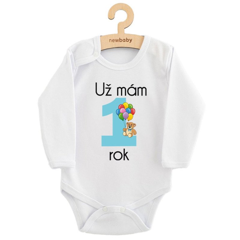 Body s potlačou New Baby Už mám 1 rok modré