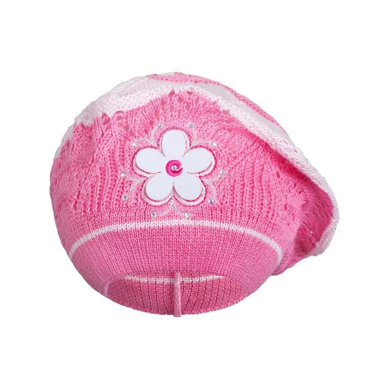 Pletená čiapočka-baret New Baby tmavo ružová