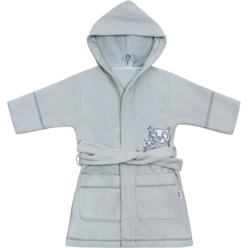 Detský župan New Baby Sovičky sivý