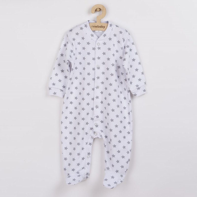 Dojčenský overal New Baby Classic II sivý s hviezdičkami