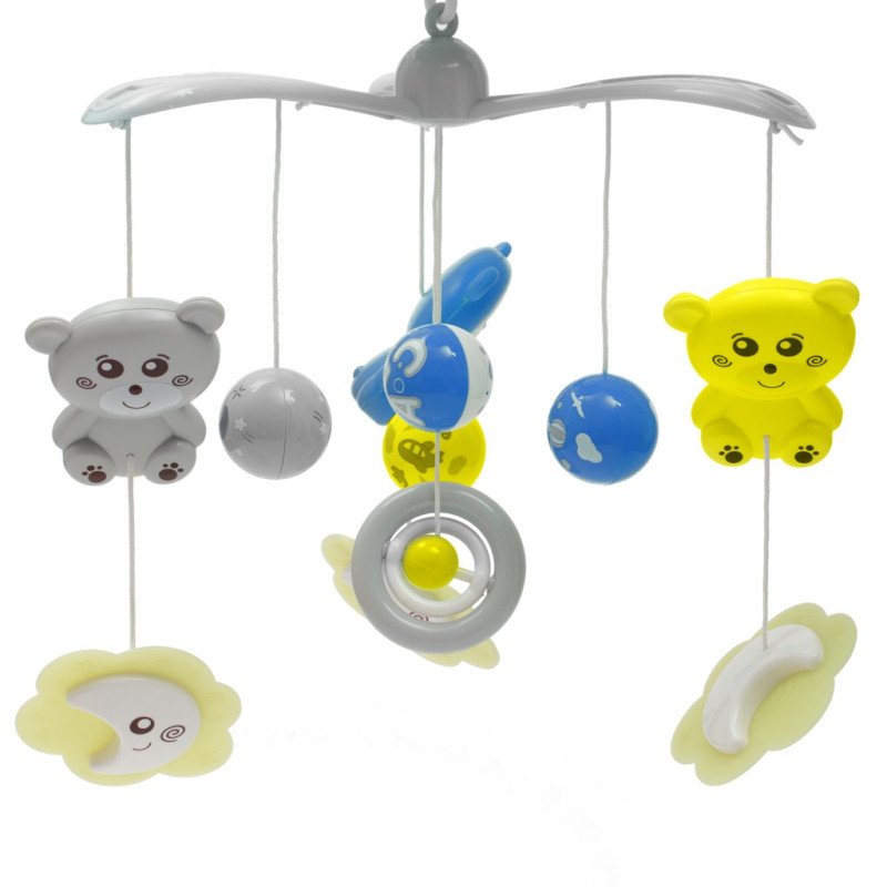 Kolotoč nad postieľku so svetelným projektorom Baby Mix sivý