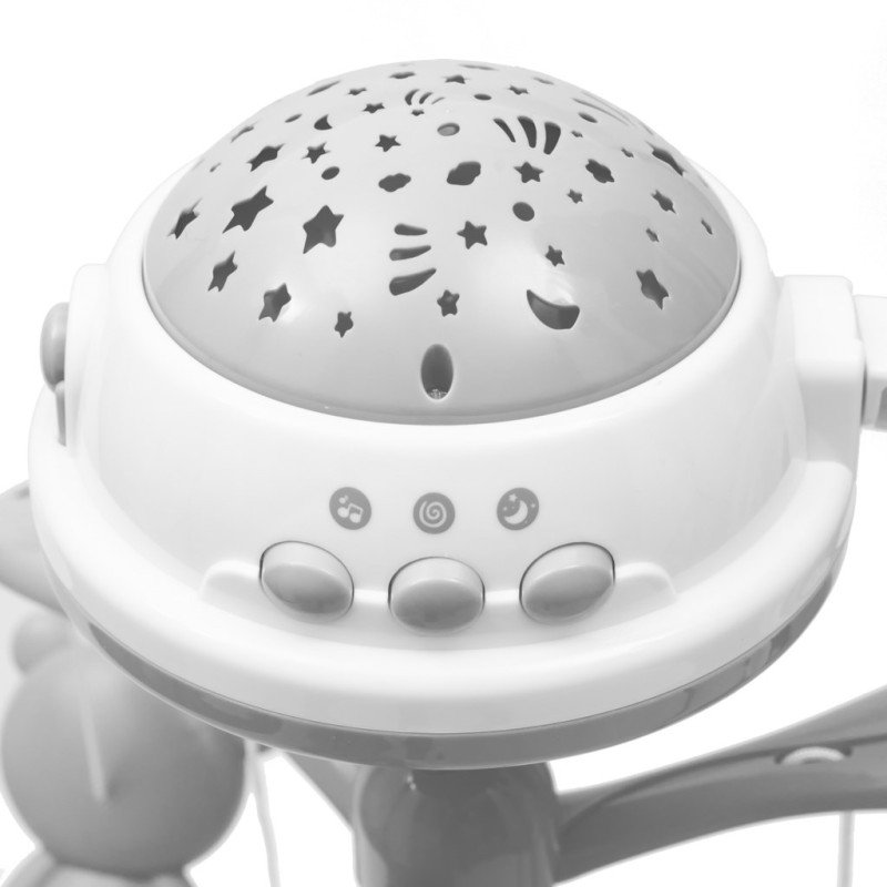 Kolotoč nad postieľku so svetelným projektorom Baby Mix sivý