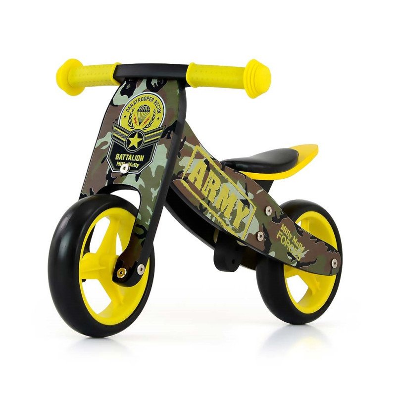 Detské multifunkčné odrážadlo bicykel 2v1 Milly Mally JAKE Army