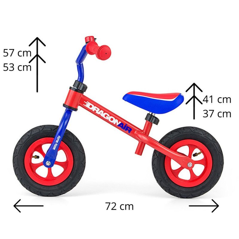 Detské odrážadlo kolo Milly Mally Dragon Air red-blue
