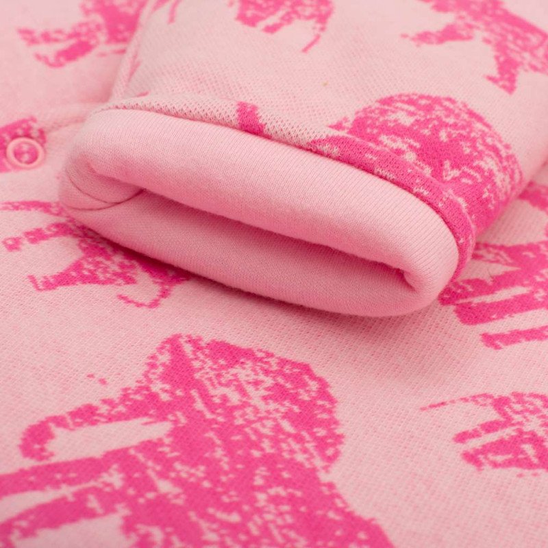 Zateplená dojčenská kombinéza s kapucňou Baby Service Slony ružová