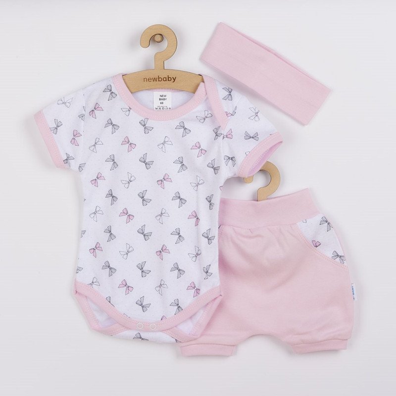 3-dielna letná bavlnená súprava New Baby Perfect Summer ružová