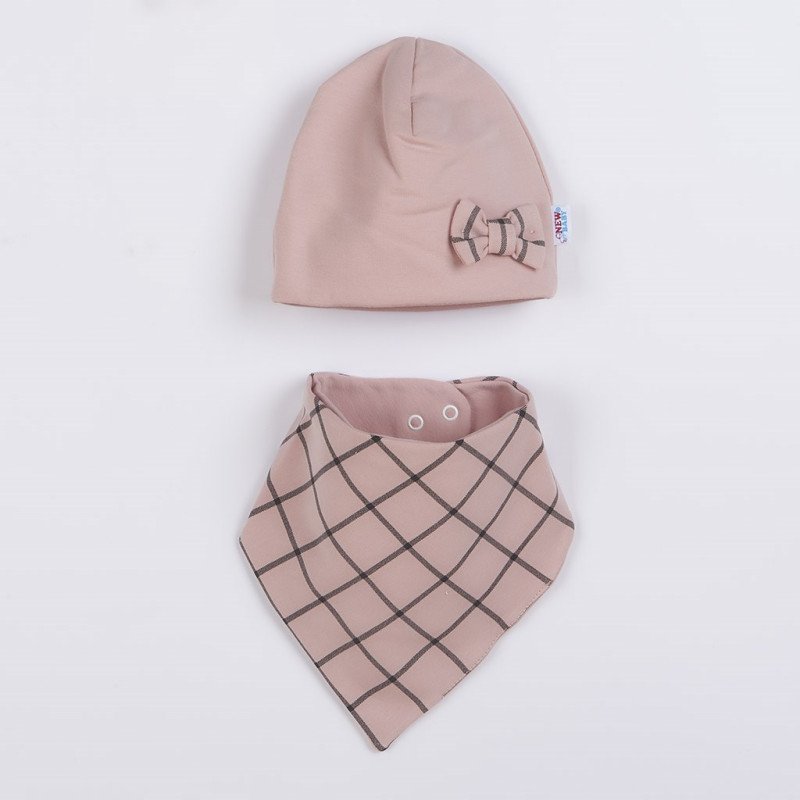 Dojčenská čiapočka s šatkou na krk New Baby Missy ružová
