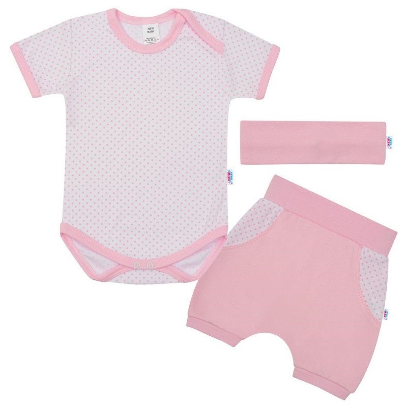 3-dielna letná bavlnená súprava New Baby Perfect Summer svetlo ružová