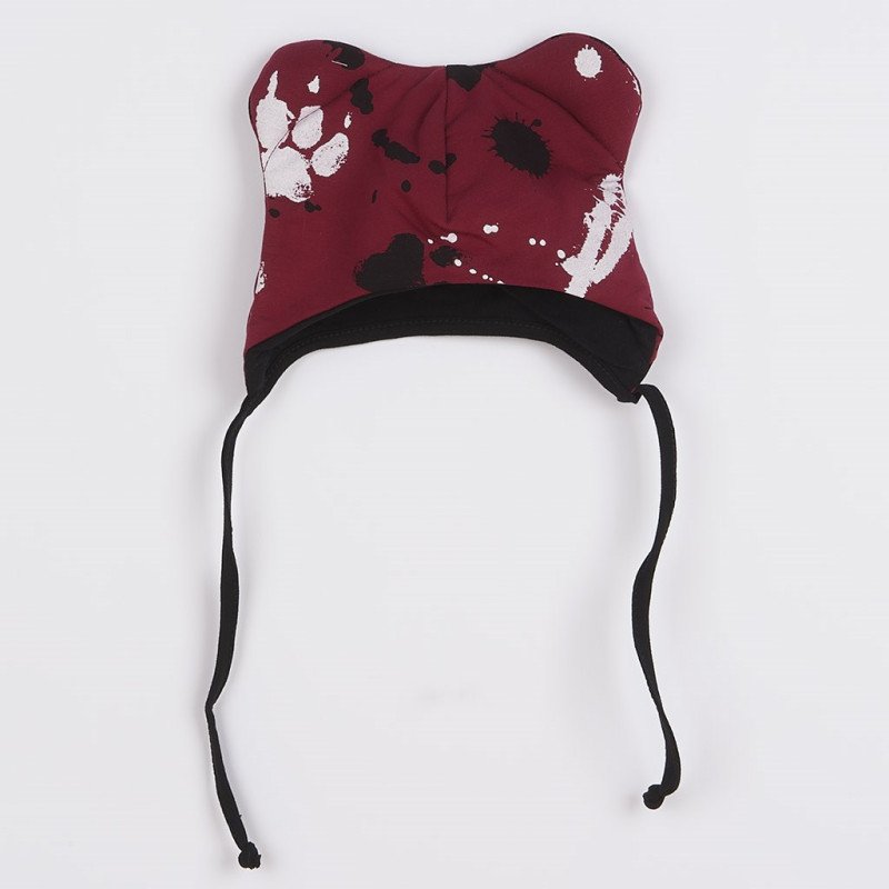 Dojčenská bavlnená čiapka s uškami New Baby labka tmavo ružová