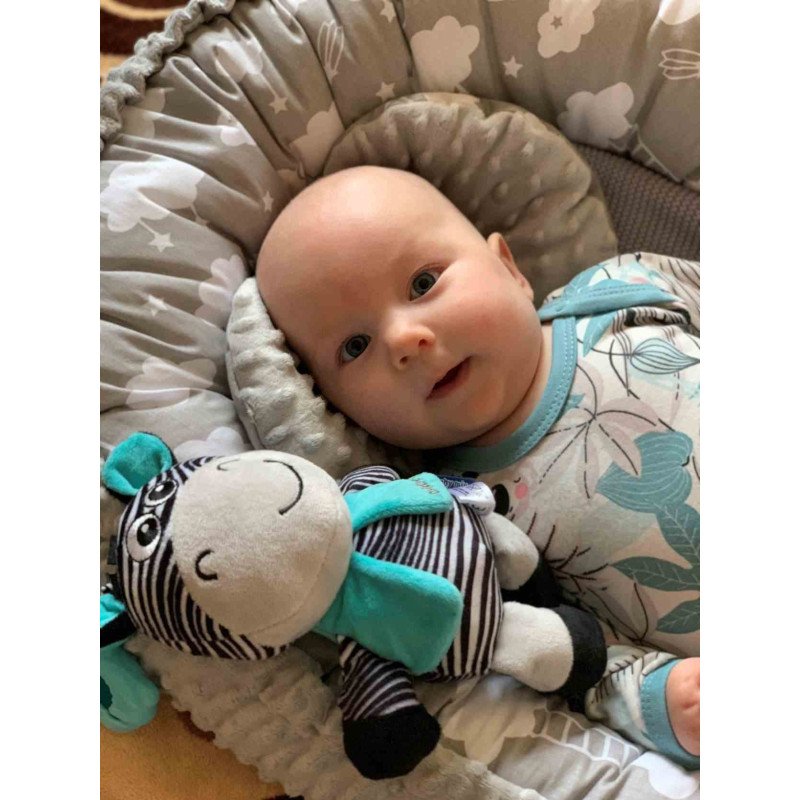 Edukačná hrajúca plyšová hračka s klipom Baby Mix zebra