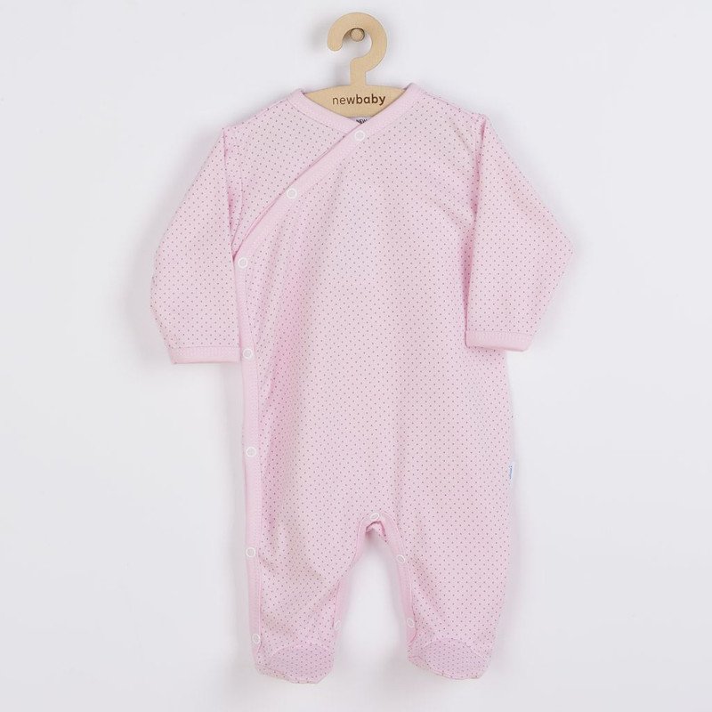 Dojčenský bavlnený overal s bočným zapínaním New Baby Lovely bodky