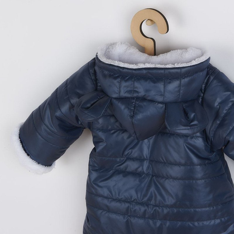 Zimná dojčenská kombinéza s kapucňou s uškami New Baby Pumi blue