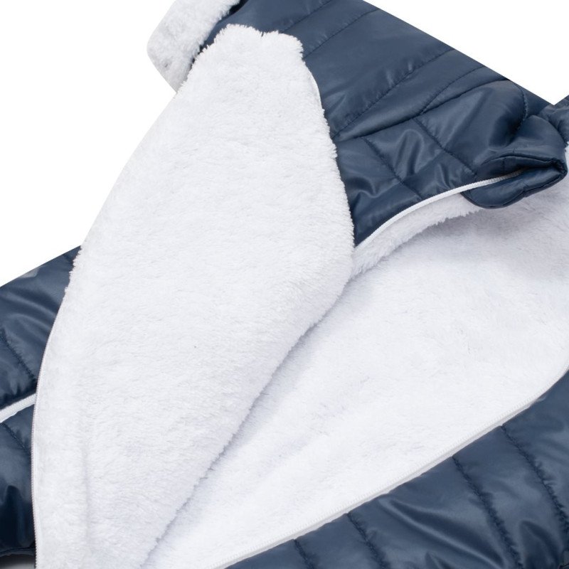 Zimná dojčenská kombinéza s kapucňou s uškami New Baby Pumi blue