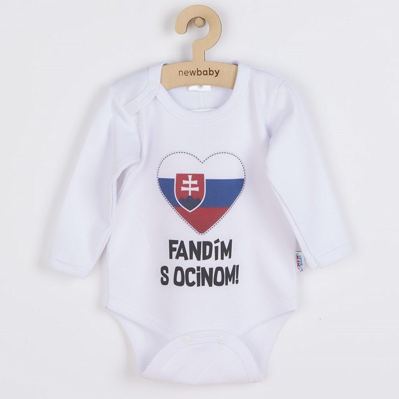 Body s potlačou New Baby Fandím s ocinom biele - darčekové balenie