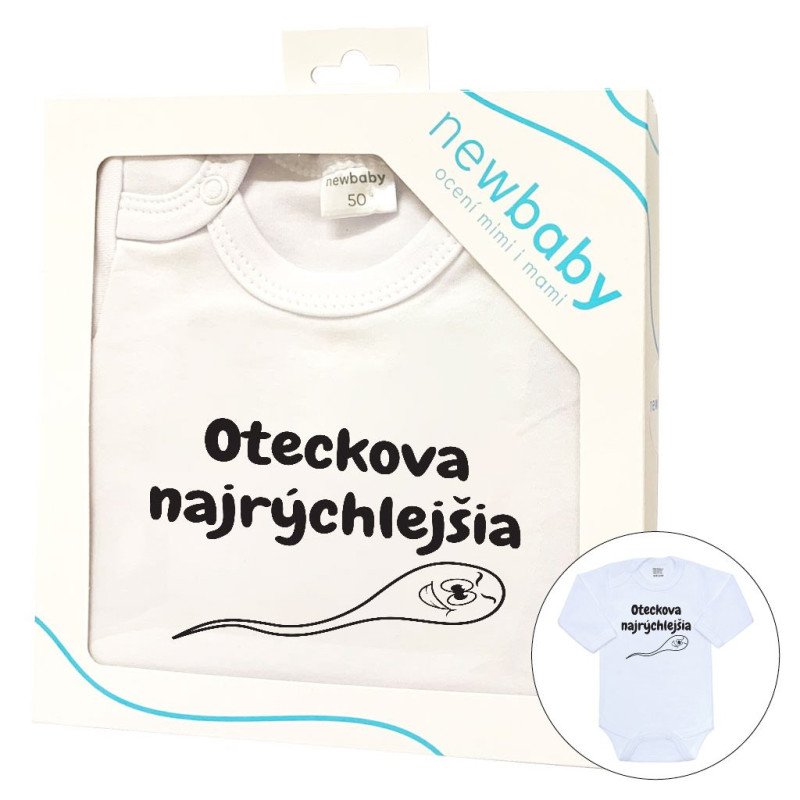 Body s potlačou New Baby Oteckova najrýchlejšia - darčekové balenie Body s potlačou New Baby Oteckova najrýchlejšia - darčekové balenie