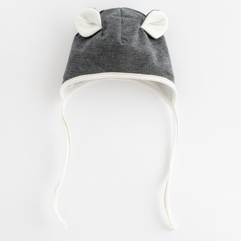 Jarná dojčenská čiapočka so šatkou na krk New Baby Sebastian sivá