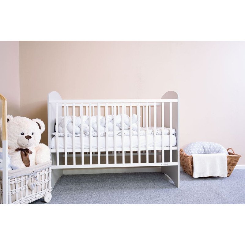 Detská postieľka New Baby LEO bielo-sivá