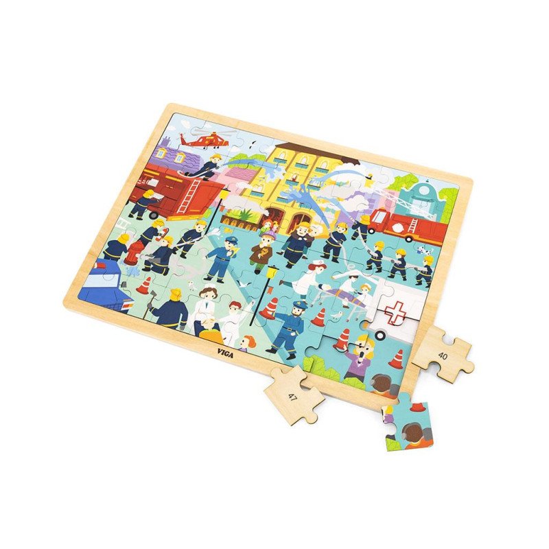 Drevené puzzle 48 dielikov Viga Hasiči