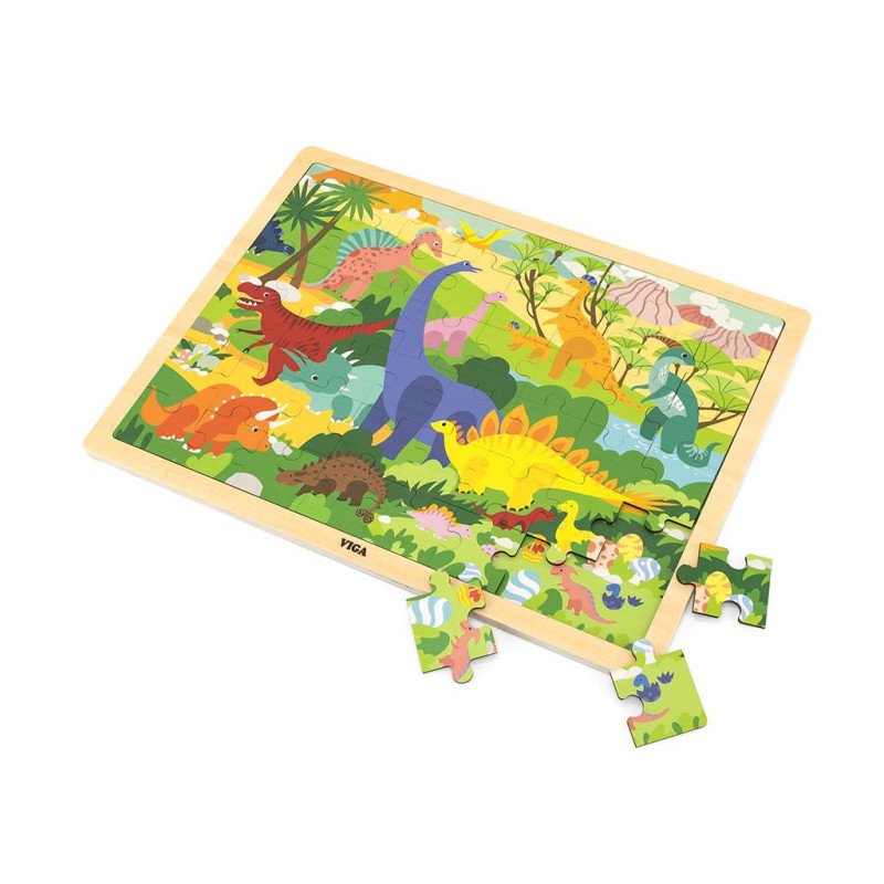 Drevené puzzle 48 dielikov Viga Dinosauri