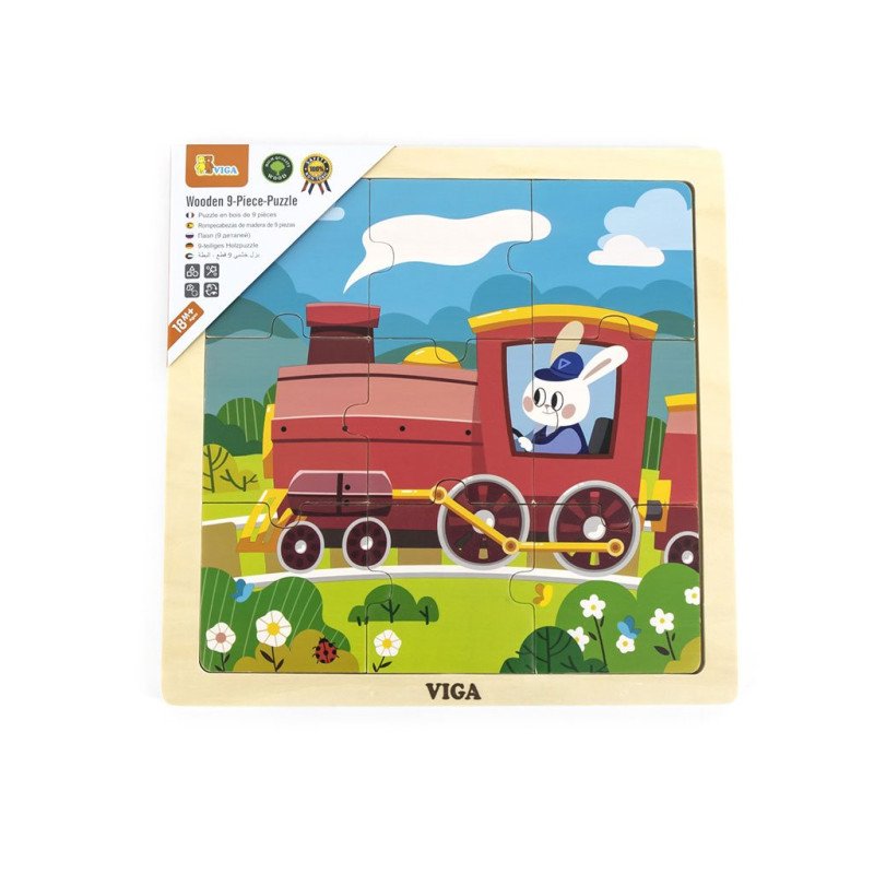 Drevené puzzle pre najmenších Viga 9 ks Vlak