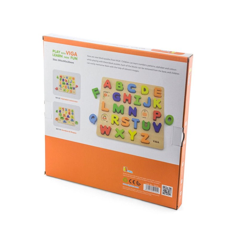 Drevené vkladacie puzzle Viga Čísla a tvary