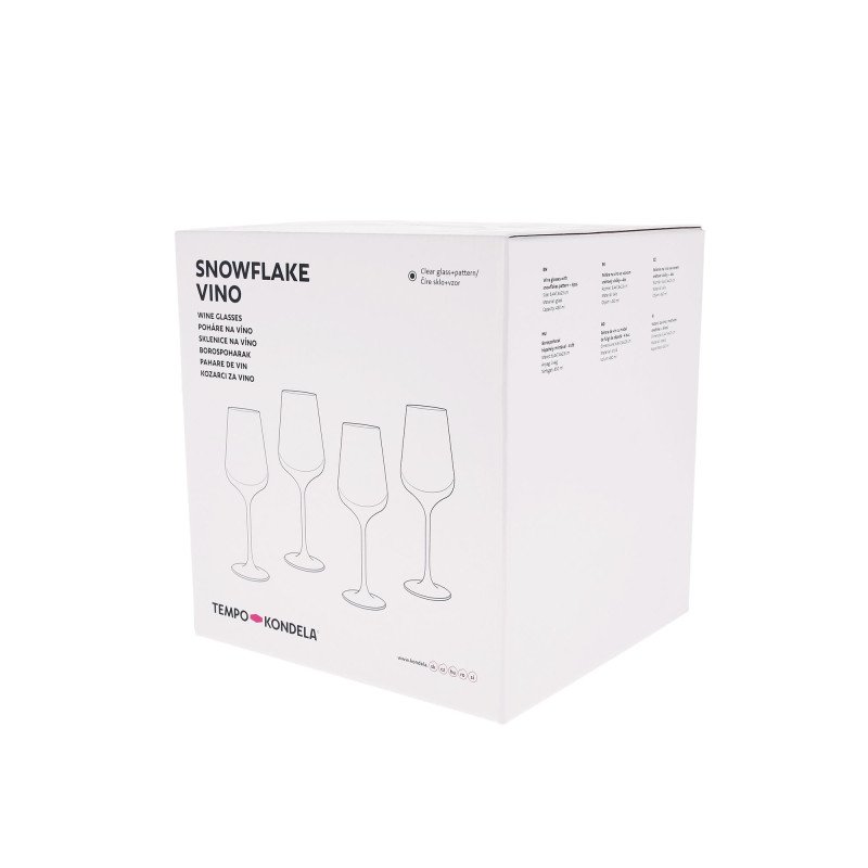 Kondela TEMPO-KONDELA SNOWFLAKE VINO, poháre na víno, set 4 ks, s kryštálmi, 450 ml