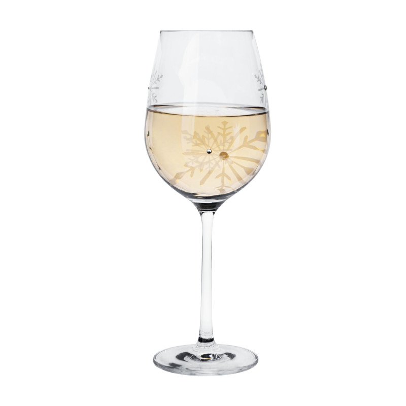 Kondela TEMPO-KONDELA SNOWFLAKE VINO, poháre na víno, set 4 ks, s kryštálmi, 450 ml