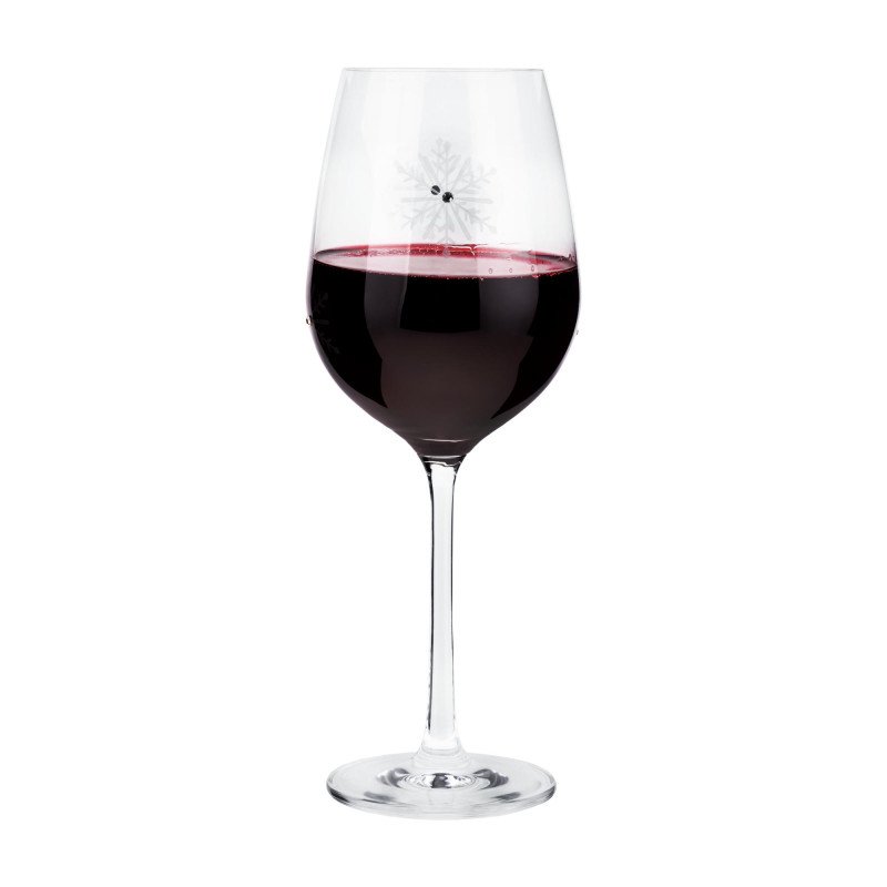 Kondela TEMPO-KONDELA SNOWFLAKE VINO, poháre na víno, set 4 ks, s kryštálmi, 450 ml