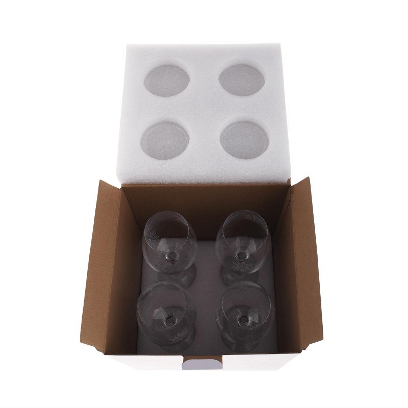 Kondela TEMPO-KONDELA SNOWFLAKE VINO, poháre na víno, set 4 ks, s kryštálmi, 450 ml