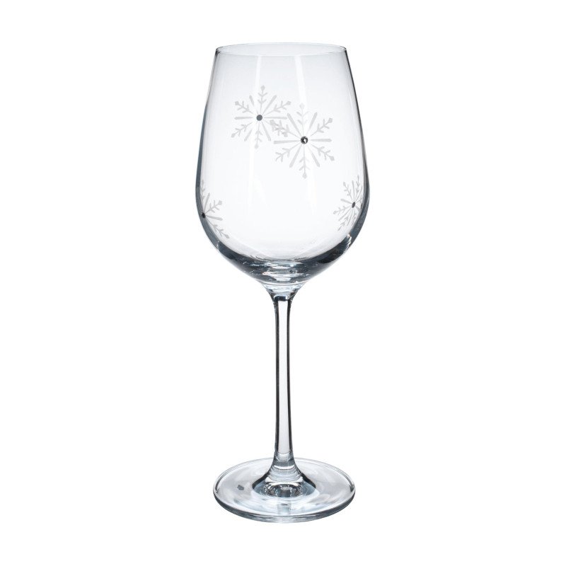 Kondela TEMPO-KONDELA SNOWFLAKE VINO, poháre na víno, set 4 ks, s kryštálmi, 450 ml