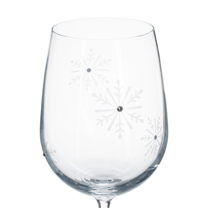 Kondela TEMPO-KONDELA SNOWFLAKE VINO, poháre na víno, set 4 ks, s kryštálmi, 450 ml