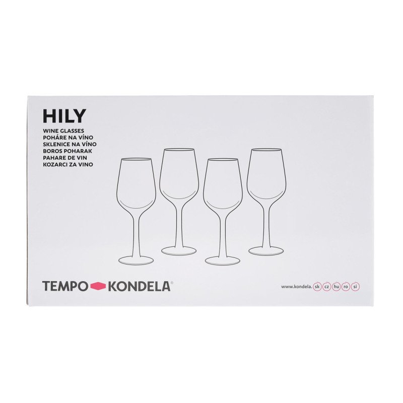 Kondela TEMPO-KONDELA HILY, poháre na víno, set 4 ks, ručne maľované, sklo