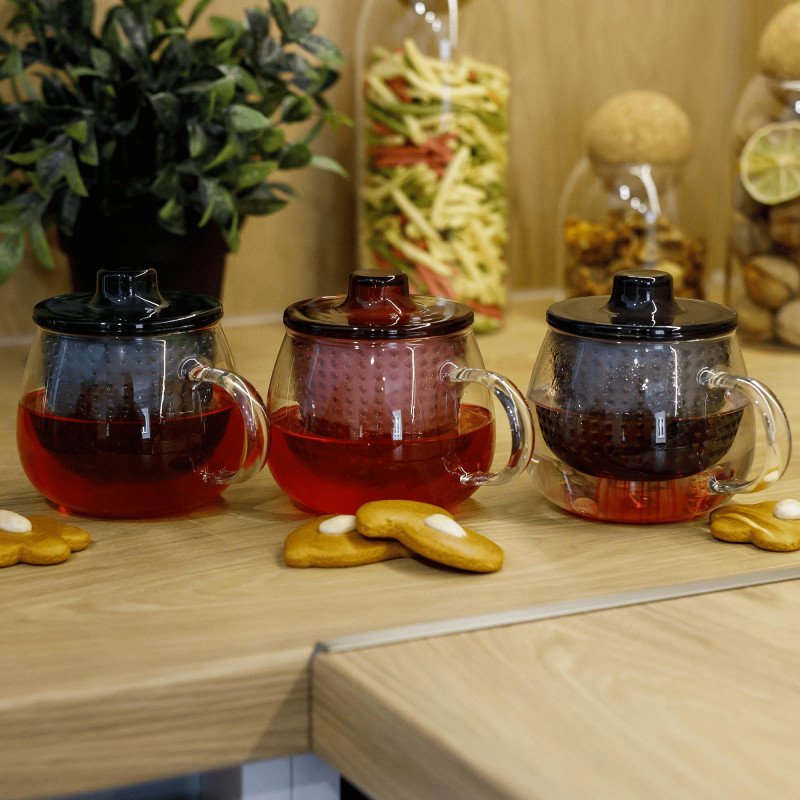 Kondela TEMPO-KONDELA SIFTER, hrnčeky na čaj so sitkom, set 3 ks, 350 ml