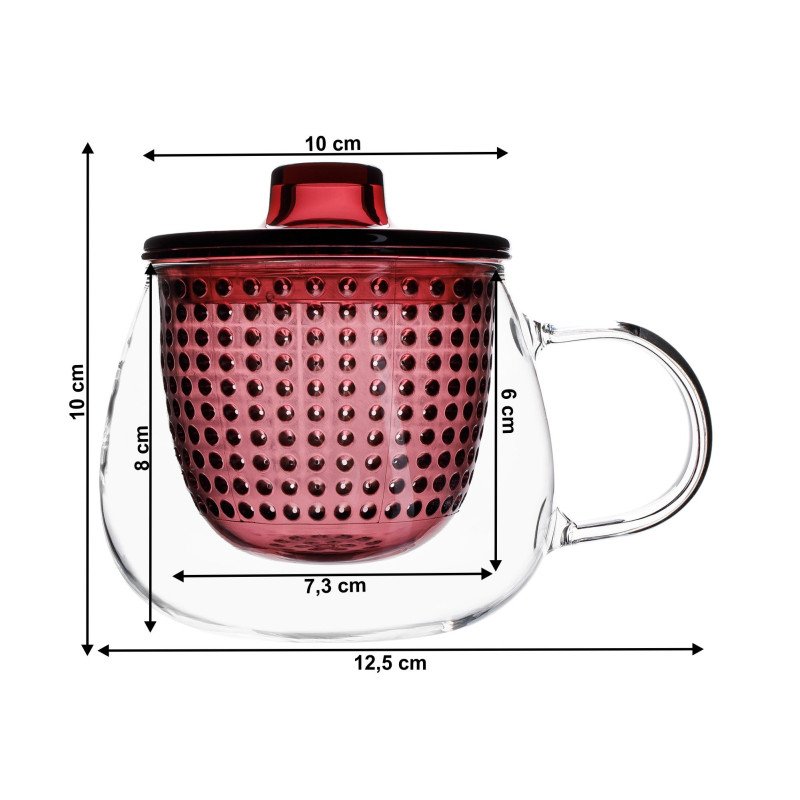 Kondela TEMPO-KONDELA SIFTER, hrnčeky na čaj so sitkom, set 3 ks, 350 ml