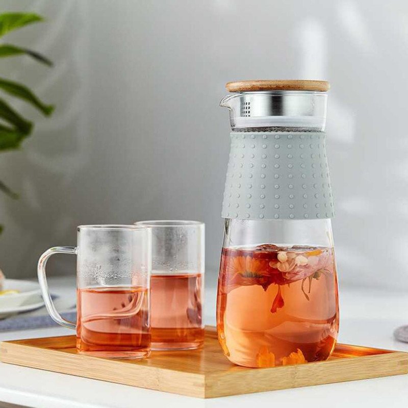 Kondela TEMPO-KONDELA GLAZO, karafa na vodu/čaj, 1200 ml, s viečkom a sitkom