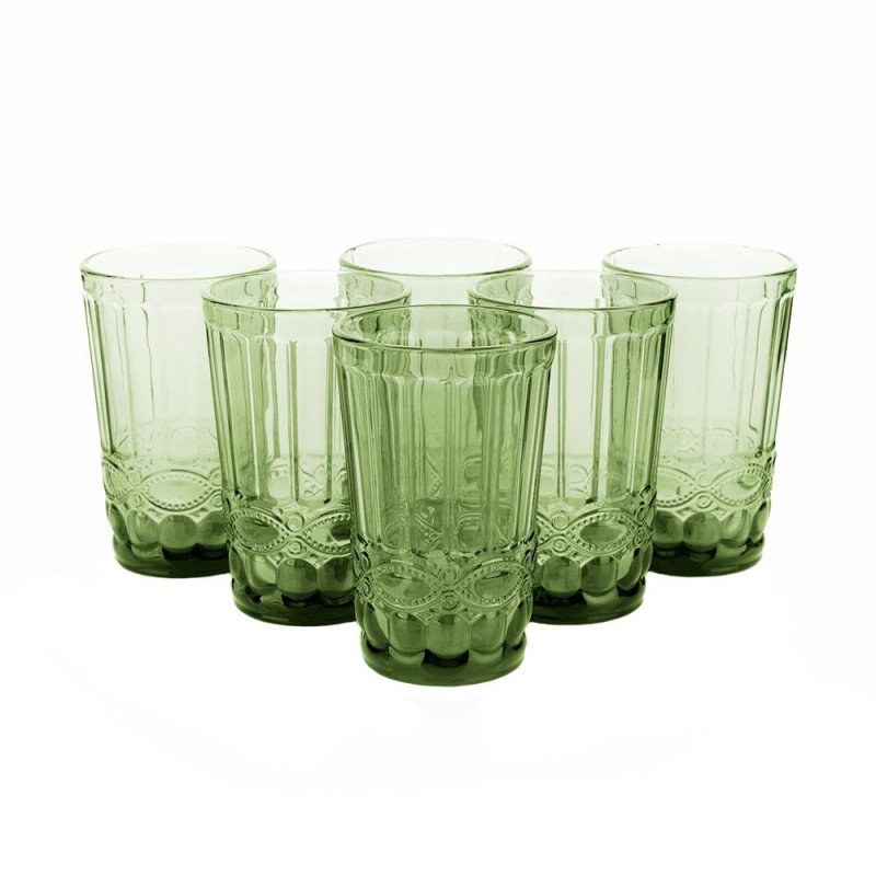 Kondela Poháre na vodu, set 6 ks, 350 ml, zelená, vintage, FREGATA TYP 6