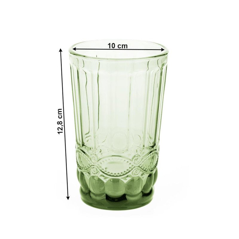 Kondela Poháre na vodu, set 6 ks, 350 ml, zelená, vintage, FREGATA TYP 6