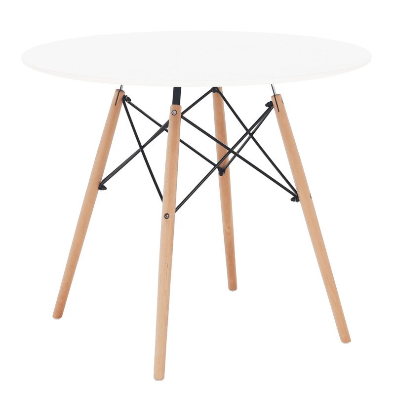 Kondela Jedálenský stôl, biela/buk, priemer 90 cm, GAMIN 2 NEW 90