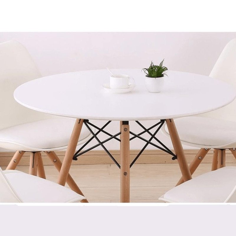 Kondela Jedálenský stôl, biela/buk, priemer 90 cm, GAMIN 2 NEW 90