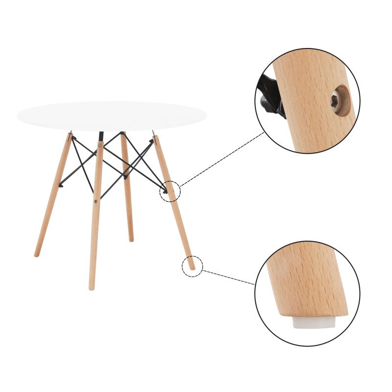 Kondela Jedálenský stôl, biela/buk, priemer 90 cm, GAMIN 2 NEW 90