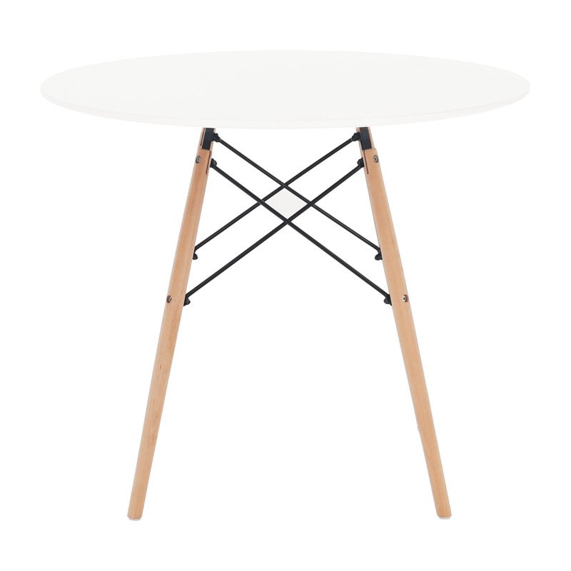 Kondela Jedálenský stôl, biela/buk, priemer 90 cm, GAMIN 2 NEW 90