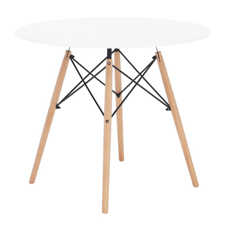 Kondela Jedálenský stôl, biela/buk, priemer 90 cm, GAMIN 2 NEW 90