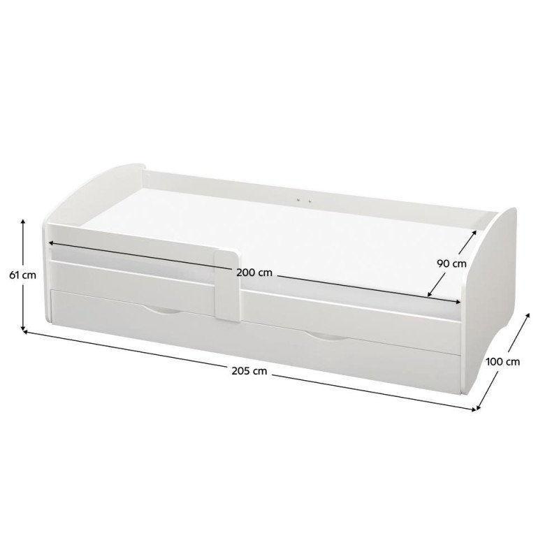 Kondela Posteľ s roštom a úložným priestorom 90x200, biela, COCOLINO