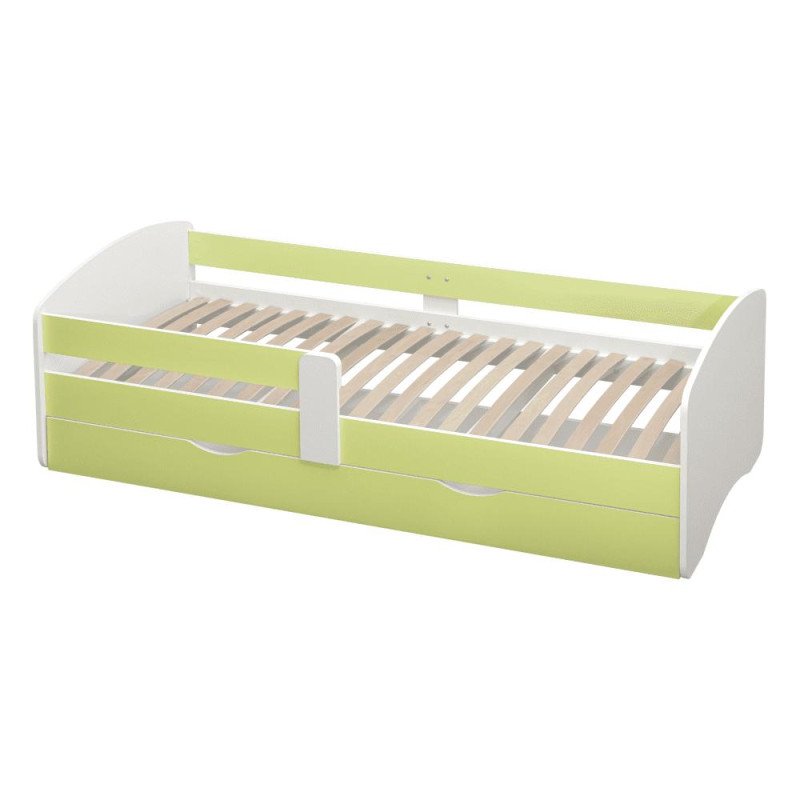 Kondela Posteľ s roštom a úložným priestorom 90x200, biela/zelená, COCOLINO