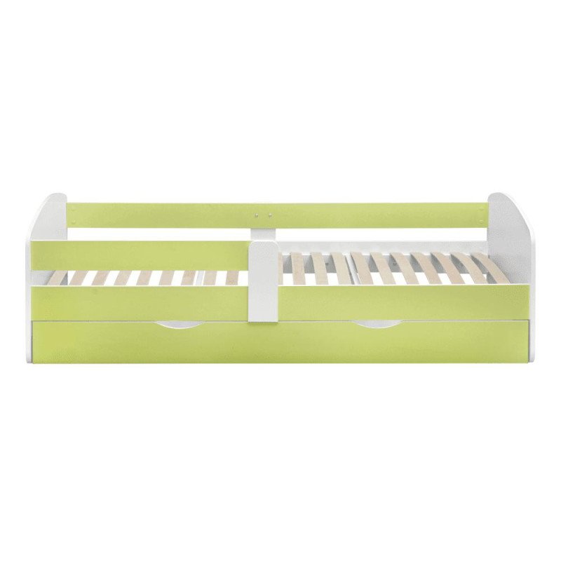 Kondela Posteľ s roštom a úložným priestorom 90x200, biela/zelená, COCOLINO