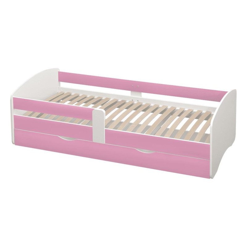 Kondela Posteľ s roštom a úložným priestorom 90x200, biela/ružová, COCOLINO