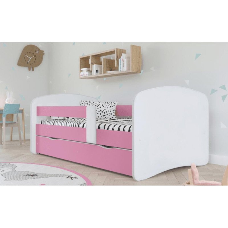 Kondela Posteľ s roštom a úložným priestorom 90x200, biela/ružová, COCOLINO